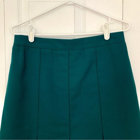 Vintage PARIS STAR Hunter Green Midi Pleated Skirt - Picture 3 of 7